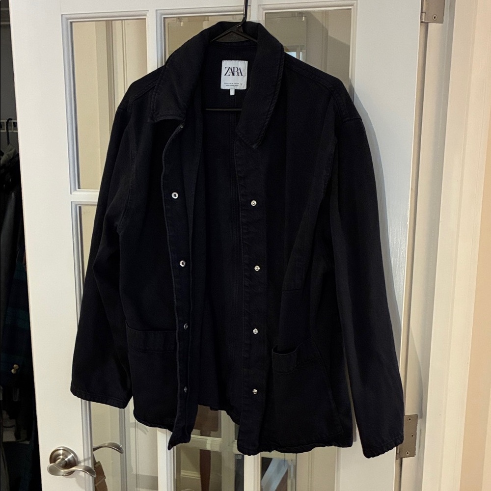 ZARA Black Lightweight Utility Shirt Jacket